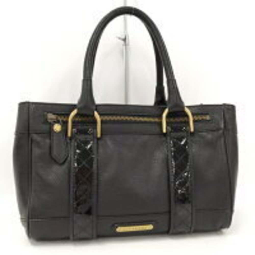 BURBERRY Boston Bag Nova Check Leather Black